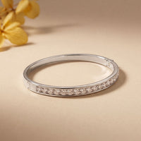 3.45 Ct Round Cut Lab Grown Diamond Inset Sparkle Bangle Bracelet for Women White