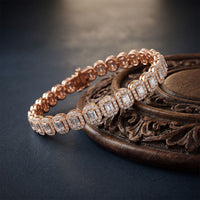 7.05 Ct Radiant Cut Lab Grown Diamond Halo Bracelet Rose Gold