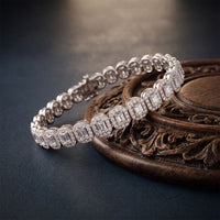 7.05 Ct Radiant Cut Lab Grown Diamond Halo Bracelet White