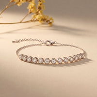 1.45 Ct Round Cut Lab Grown Diamond Beaded Halo Station Bracelet White