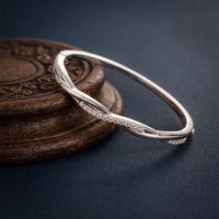 0.70 Ct Round Cut Lab Grown Diamond Sculpted Pavé Bangle Bracelet White