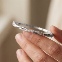 0.70 Ct Round Cut Lab Grown Diamond Sculpted Pavé Bangle Bracelet White