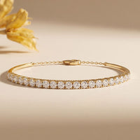 2.30 Ct Round Cut Lab Grown Diamond Beaded Prong Bangle Bracelet Gold
