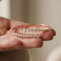 1.95 Ct Round Cut Lab Grown Diamond Open Bypass Bangle Bracelet Rose Gold