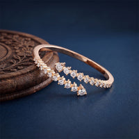 1.95 Ct Round Cut Lab Grown Diamond Open Bypass Bangle Bracelet Rose Gold