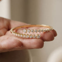 1.95 Ct Round Cut Lab Grown Diamond Open Bypass Bangle Bracelet Gold