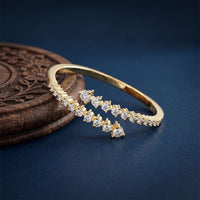 1.95 Ct Round Cut Lab Grown Diamond Open Bypass Bangle Bracelet Gold