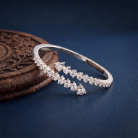 1.95 Ct Round Cut Lab Grown Diamond Open Bypass Bangle Bracelet White