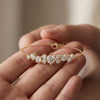 3.05 Ct Round Cut Lab Grown Diamond Graduated Cluster Bracelet for Women Gold
