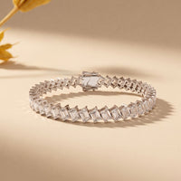 7.50 Ct Emerald Cut Lab Grown Diamond Interlocking Link Bracelet for Women White