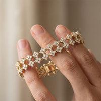 5.10 Ct Round Cut Lab Grown Diamond Floral Cluster Openwork Bracelet Gold