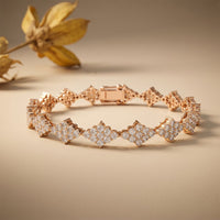 5.75 Ct Round Cut Lab Grown Diamond Open Lattice Cluster Bracelet Rose Gold
