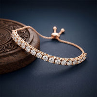 5.95 Ct Round Cut Lab Grown Diamond Linear Bar-Set Chain Bracelet Rose Gold