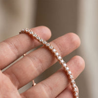 5.95 Ct Round Cut Lab Grown Diamond Linear Bar-Set Chain Bracelet Rose Gold