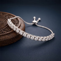 5.95 Ct Round Cut Lab Grown Diamond Linear Bar-Set Chain Bracelet White