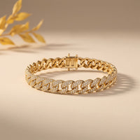 5 Ct Round Cut Lab Grown Diamond Pavé Interlocking Link Bracelet Gold