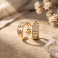 0.60 Ct Round Cut Lab Grown Diamond Geometric Hoop Earrings Gold