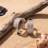 0.60 Ct Round Cut Lab Grown Diamond Geometric Hoop Earrings White