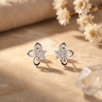 0.20 Ct Round Cut Lab Grown Diamond Floral Cluster Stud Earrings White