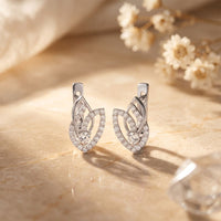 0.55 Ct Round Cut Leaf Style Lab Grown Diamond Earrings White