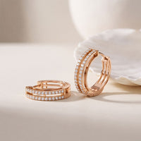 0.50 Ct Round Cut Lab Grown Diamond Pavé Hoop Earrings for Women Rose Gold