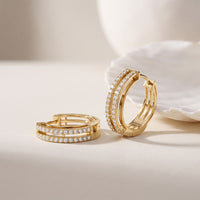 0.50 Ct Round Cut Lab Grown Diamond Pavé Hoop Earrings for Women Gold