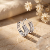 0.50 Ct Round Cut Lab Grown Diamond Pavé Hoop Earrings for Women White