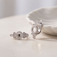 0.45 Ct Round Cut Lab Grown Diamond Geometric Circle Drop Earrings White