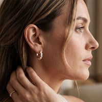 1.60 Ct Marquise Cut Lab Grown Diamond Dual Row Hoop Earrings for Women Rose Gold
