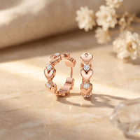 0.35 Ct Round Cut Lab Grown Diamond Heart Shape Hoop Earrings for Women Rose Gold
