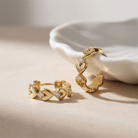 0.35 Ct Round Cut Lab Grown Diamond Heart Shape Hoop Earrings for Women Gold