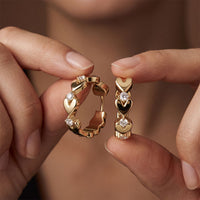 0.35 Ct Round Cut Lab Grown Diamond Heart Shape Hoop Earrings for Women Gold