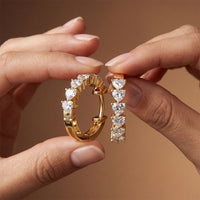 2.50 Ct Heart Cut Lab Grown Diamond Elegant Hoop Earrings Gold