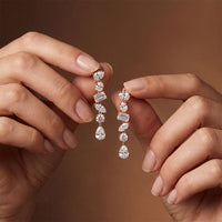 2.90 Ct Multi Stone Lab Grown Diamond Dangle Earrings for Women Rose Gold