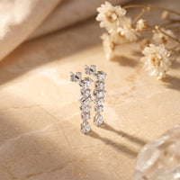2.90 Ct Multi Stone Lab Grown Diamond Dangle Earrings for Women White