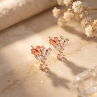 1.35 Ct Marquise Cut Lab Grown Diamond Floral Drop Earrings Rose Gold