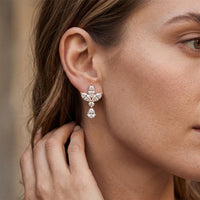1.35 Ct Marquise Cut Lab Grown Diamond Floral Drop Earrings Gold