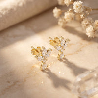 1.35 Ct Marquise Cut Lab Grown Diamond Floral Drop Earrings Gold