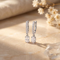 1.30 Ct Oval Cut Lab Grown Diamond Drop Earrings White