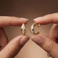 0.40 Ct Round Cut Lab Grown Diamond Half Hoop Earrings for Women Gold