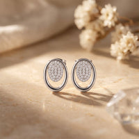0.25 Ct Round Cut Lab Grown Diamond Oval Frame Stud Earrings for Women White