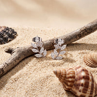 0.75 Ct Marquise Cut Lab Grown Diamond Leaf Branch Stud Earrings for Women White