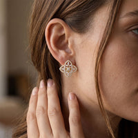1.05 Ct Marquise Cut Lab Grown Diamond Geometric Floral Stud Earrings for Women Gold