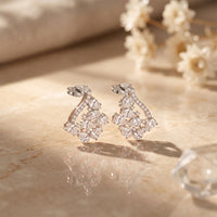 1.45 Ct Pear Cut Lab Grown Diamond Leaf Cluster Stud Earrings for Women White