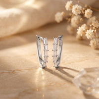 0.45 Ct Baguette Cut Lab Grown Diamond Linear Hoop Earrings White
