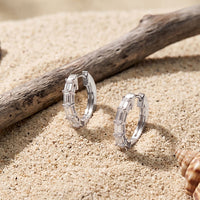 0.35 Ct Baguette Cut Lab Grown Diamond Geometric Huggie Hoop Earrings White