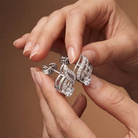 0.80 Ct Round Cut Lab Grown Diamond Leaf Loop Stud Earrings for Women White