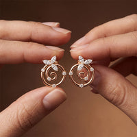 0.40 Ct Marquise Cut Lab Grown Diamond Vine Spiral Stud Earrings for Women Rose Gold