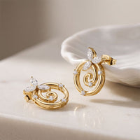 0.40 Ct Marquise Cut Lab Grown Diamond Vine Spiral Stud Earrings for Women Gold
