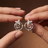 0.40 Ct Marquise Cut Lab Grown Diamond Vine Spiral Stud Earrings for Women White